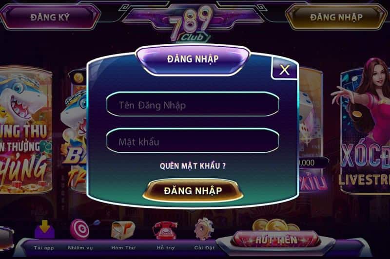 giao diện đăng nhập 789 club